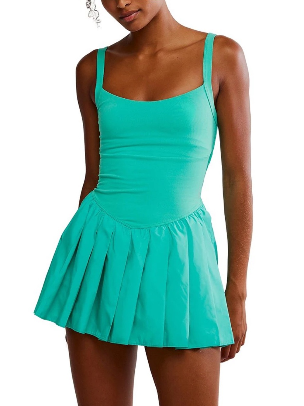 FP Movement swing of things scoop Teal Pleated Minidress small